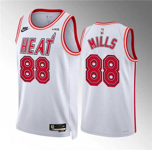 Men%27s Miami Heat #88 Patrick Mills White Classic Edition Stitched Basketball Jersey Dzhi